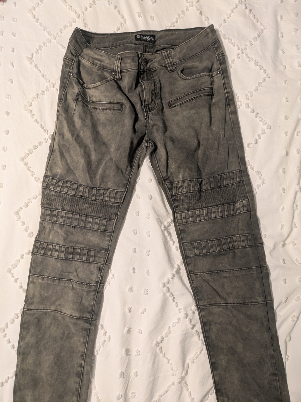 Black Washed Moto-Style Men’s Jeans